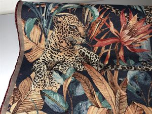 Gobelin - leopard i tropisk jungle